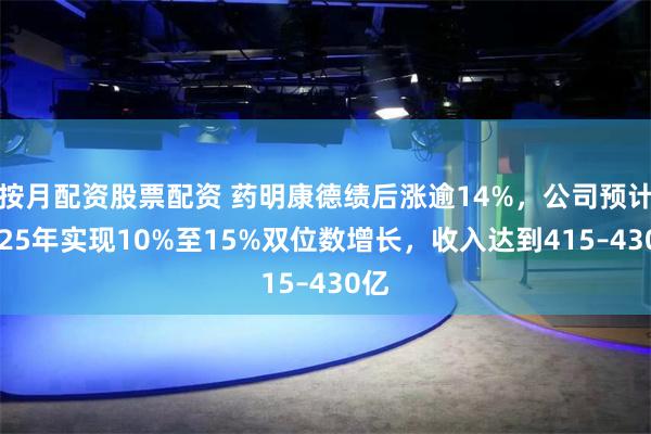 按月配资股票配资 药明康德绩后涨逾14%，公司预计2025年实现10%至15%双位数增长，收入达到415–430亿