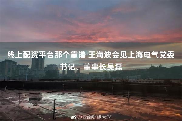 线上配资平台那个靠谱 王海波会见上海电气党委书记、董事长吴磊